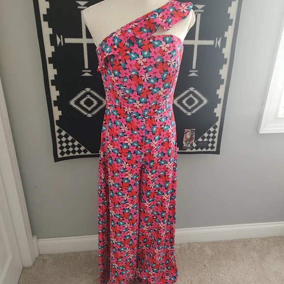 💐NWT Molly Bracken Brand Floral Print One Shoulder Jumpsuit, Small - Picture 2 of 13